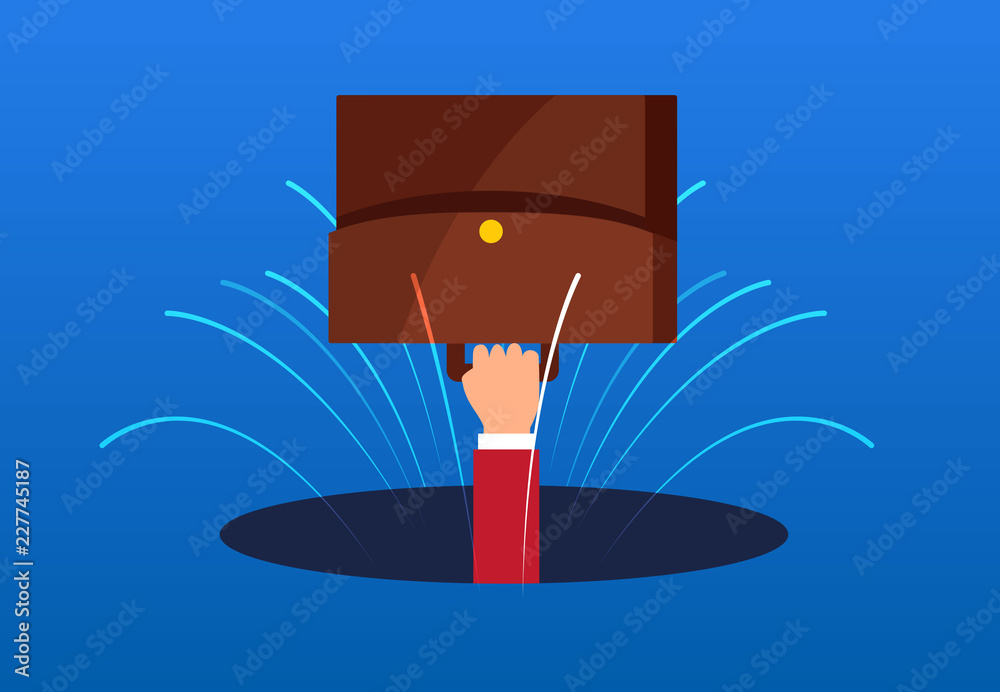 Fototapeta premium Businessman is sucked inside the hole