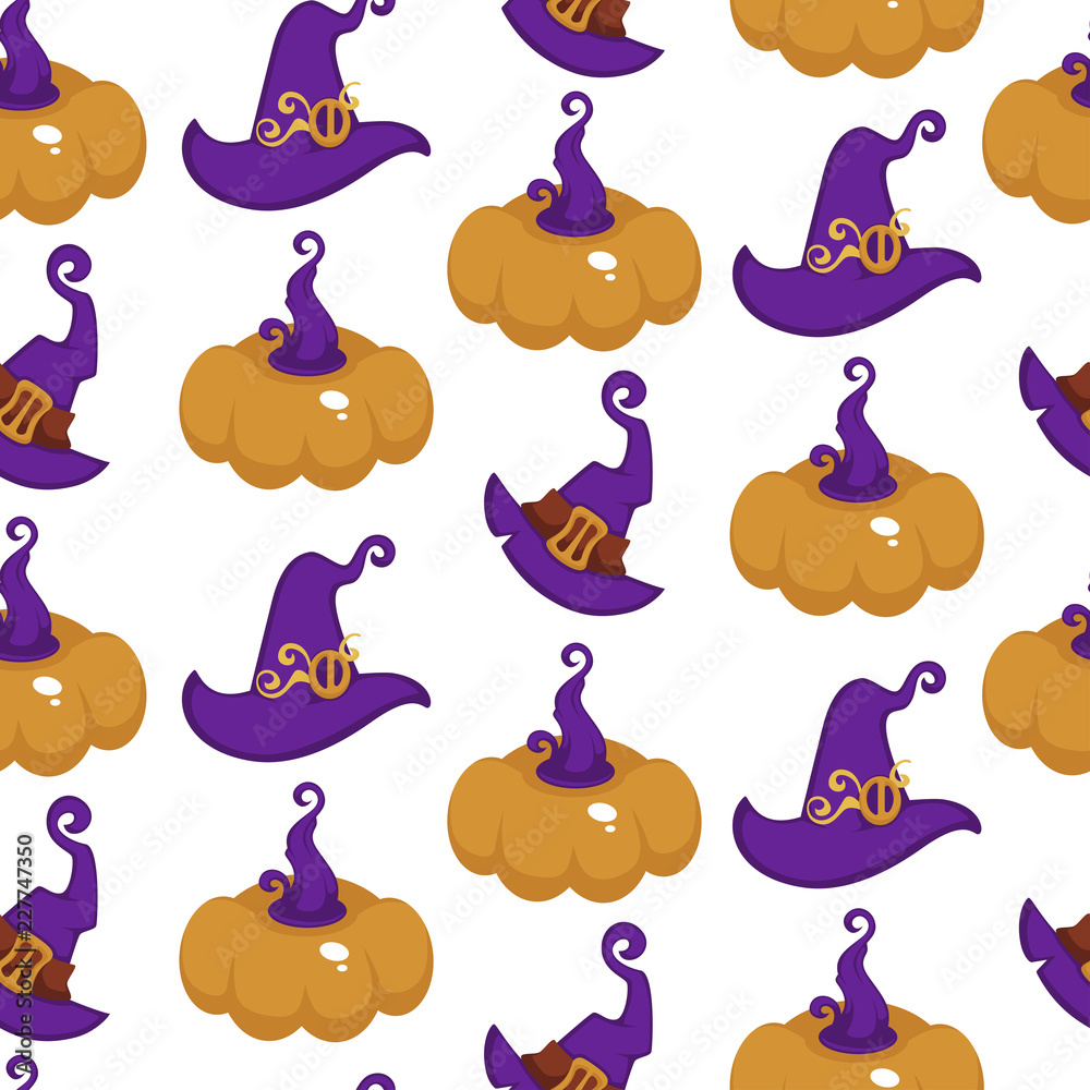 Fototapeta premium Halloween and Thanksgiving day symbol, pumpkin seamless pattern isolated on white background vector.