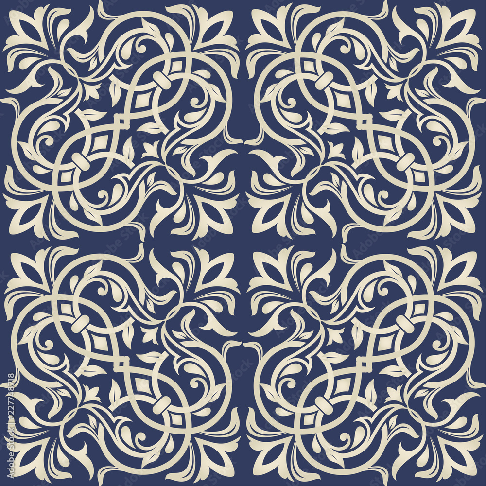 Wallpaper in the style of Baroque. A seamless vector background. Damask floral pattern.