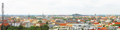Berlin  Germany  panoramic cityscape. Aerial view of central Berlin from the top of Berliner Dom. View of downtown from above. Skyline and scenery the city. New synagogue