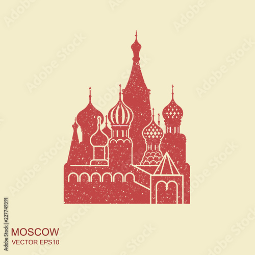 Saint Basil cathedral , Moscow, vector flat icon