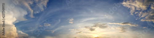 Fototapeta Naklejka Na Ścianę i Meble -  Dramatic panorama sky with cloud on twilight time. Panoramic image.