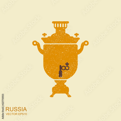 Samovar vectoh flat icon with scuffed effect