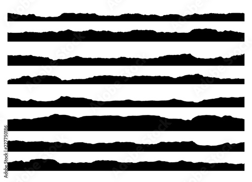Set of grunge brush strokes. Paint edges, ink borders. Black paintbrush, Hand drawn edges pattern background. vector design template. photo