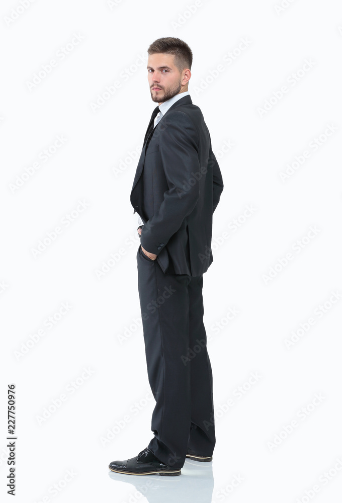 side view.smiling businessman looking at the camera side view.smiling businessman looking at the camera