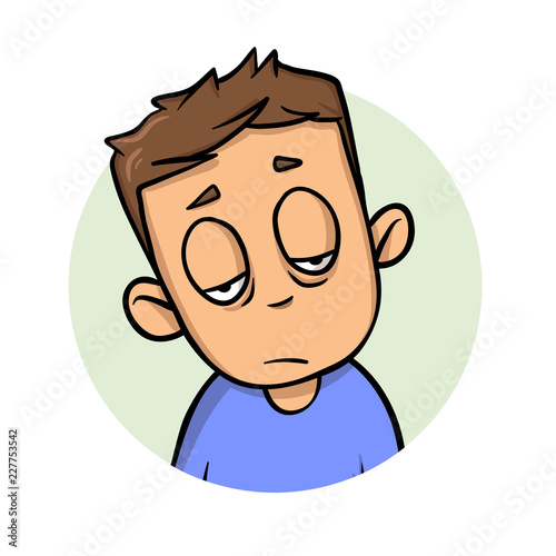 Exhausted young guy. Flat design icon. Colorful flat vector illustration. Isolated on white background.