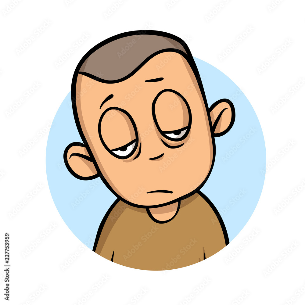 Fototapeta premium Exhausted young guy. Flat design icon. Colorful flat vector illustration. Isolated on white background.