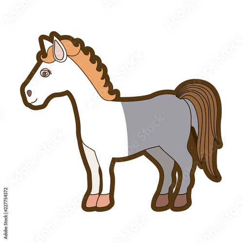 light colors of cartoon horse standing and thick contour