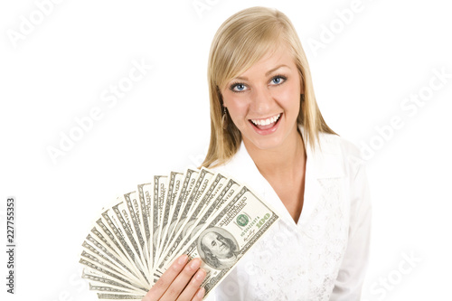 woman with dollars in her hands