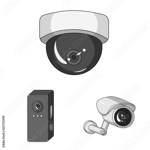Isolated object of cctv and camera logo. Set of cctv and system vector icon for stock.