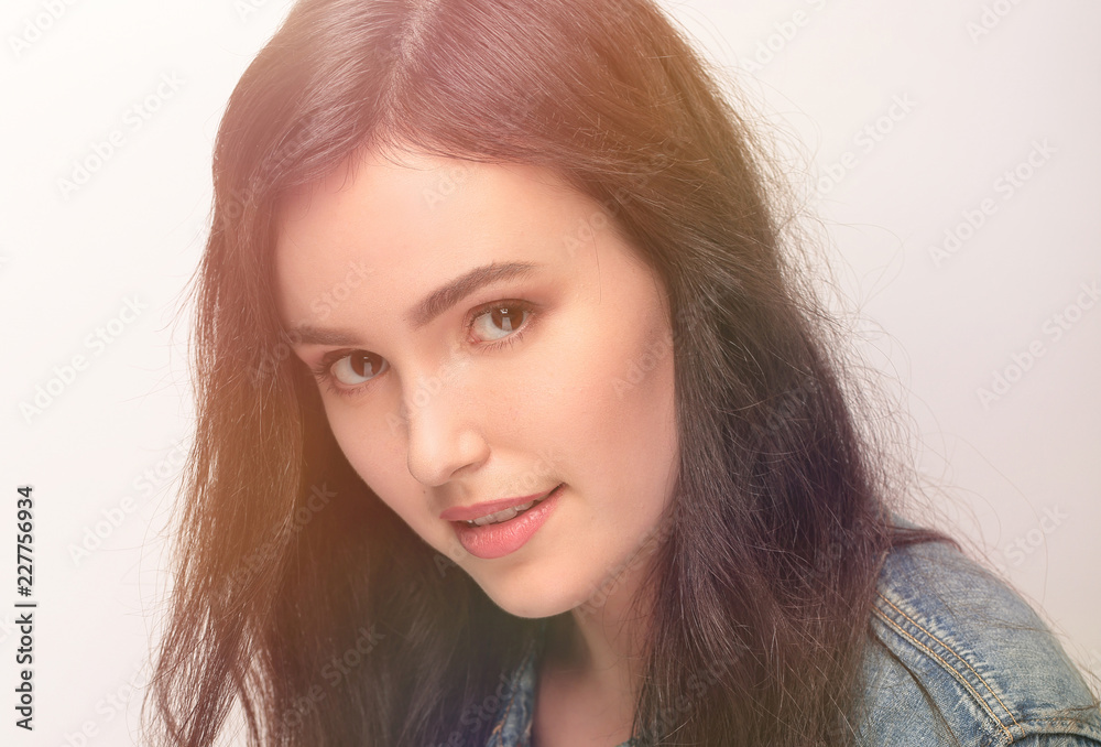 Portrait of beautiful young woman with black hair Portrait of beautiful young woman with black hair
