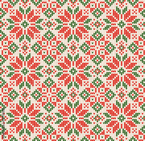 Ugly sweater Christmas Season Winter seamless background scandinavian ornaments.