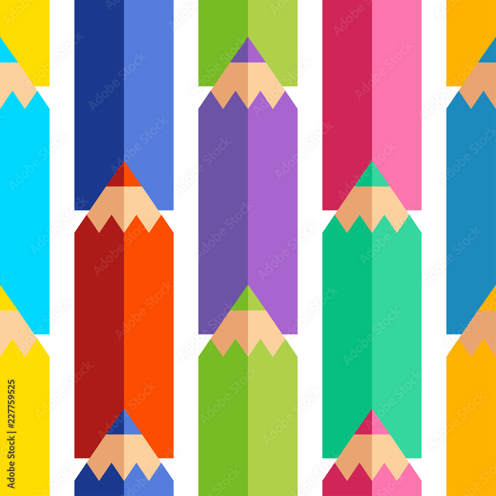 Seamless background with colorful pencils. Vector illustration. Can be used for wallpaper, textile, invitation card, wrapping, web page background.