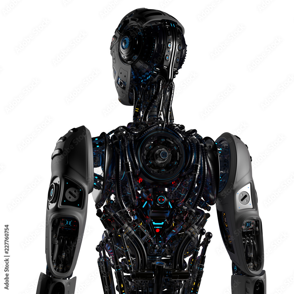 Robot Man or very detailed futuristic with uncovered internal