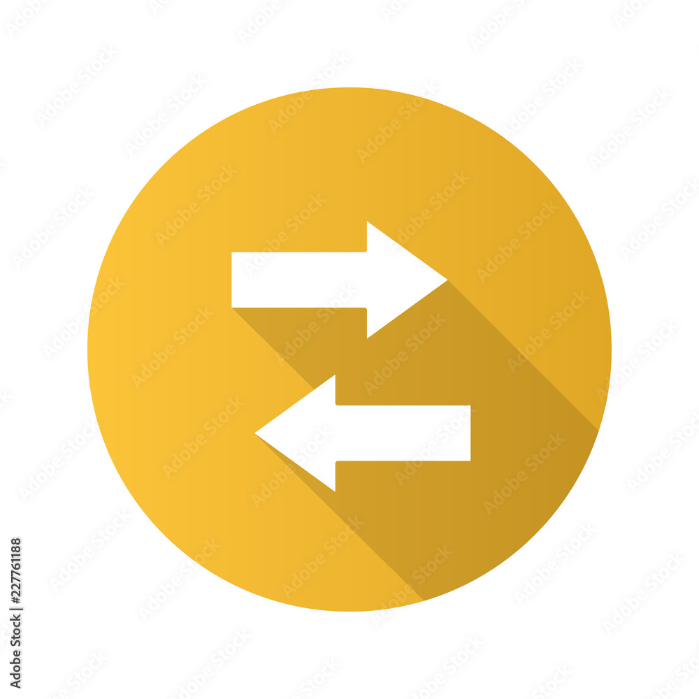 Horizontal swap flat design long shadow glyph icon Horizontal swap flat design long shadow glyph icon