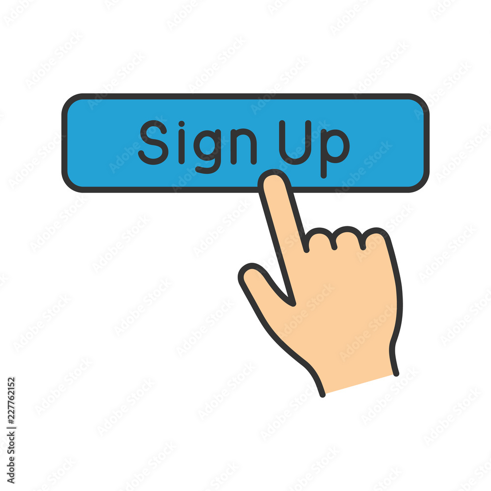 Sign up button click color icon Sign up button click color icon