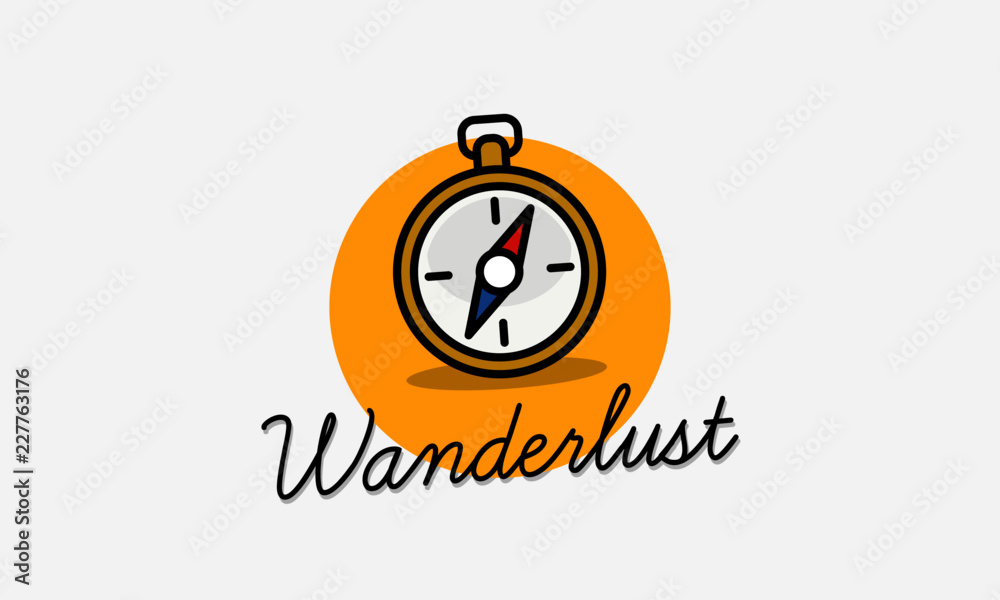 Wanderlust with Compass Vector Illustration in Flat Style Wanderlust with Compass Vector Illustration in Flat Style