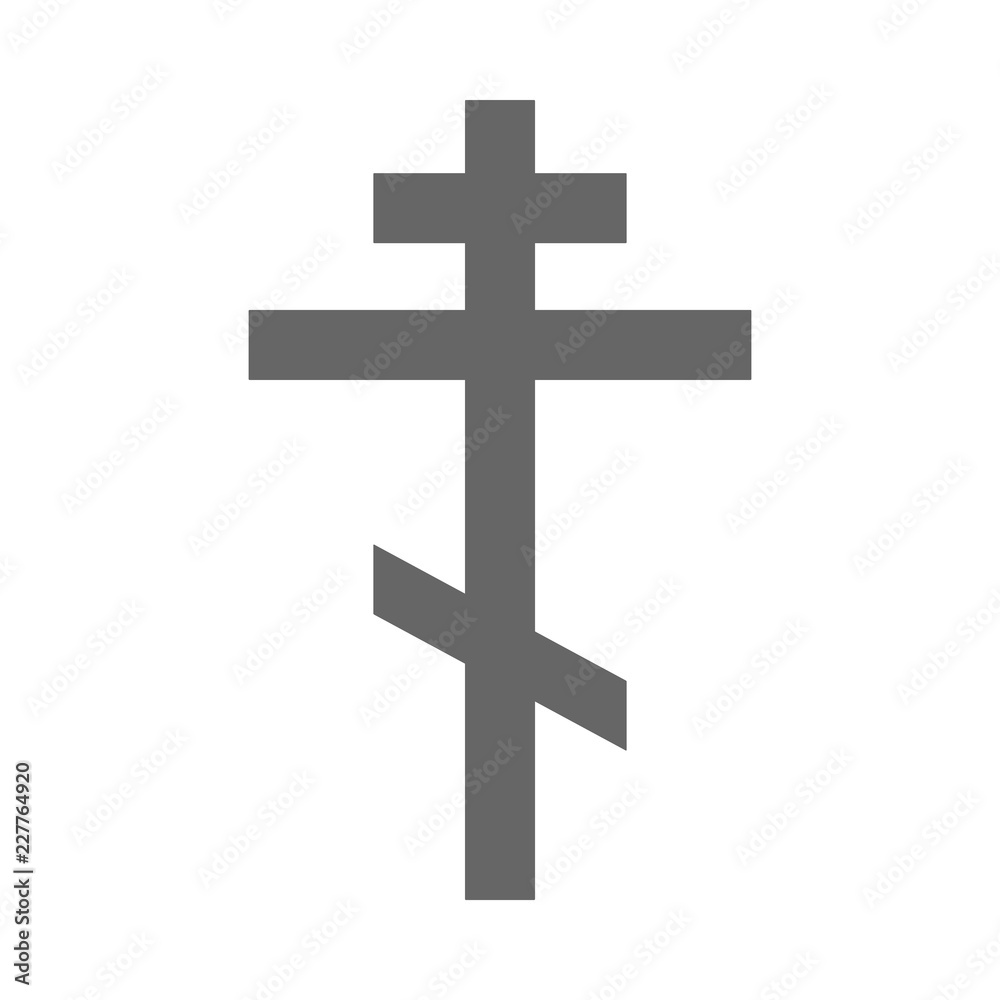 Orthodox cross with slanted crossbar. Vector.