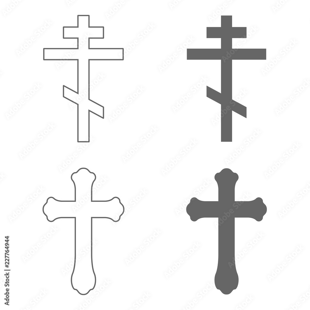 Set of Orthodox religious crosses. Vector.