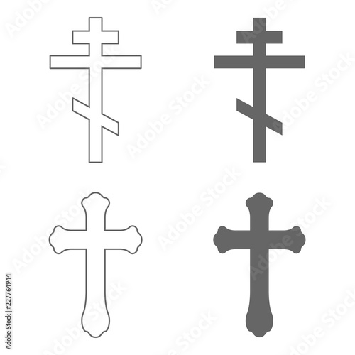 Set of Orthodox religious crosses. Vector.