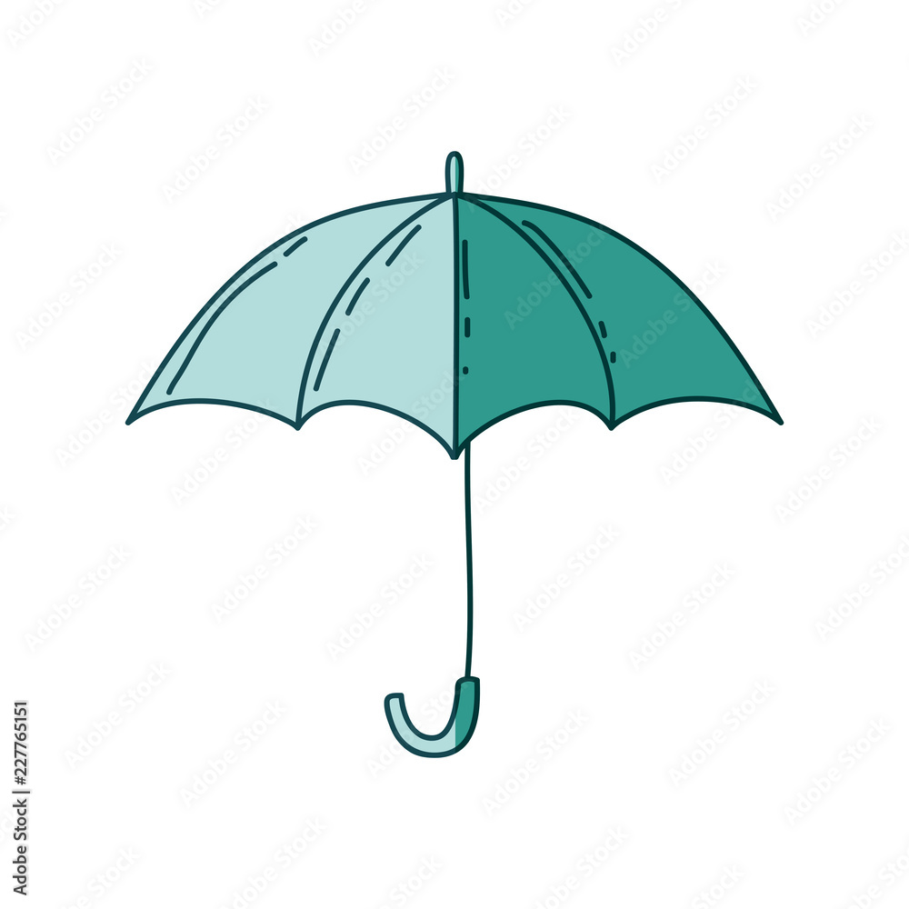 watercolor silhouette of umbrella on aquamarine