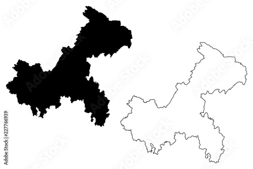 Chongqing (Administrative divisions of China, China, People's Republic of China, PRC) map vector illustration, scribble sketch Chungking map
