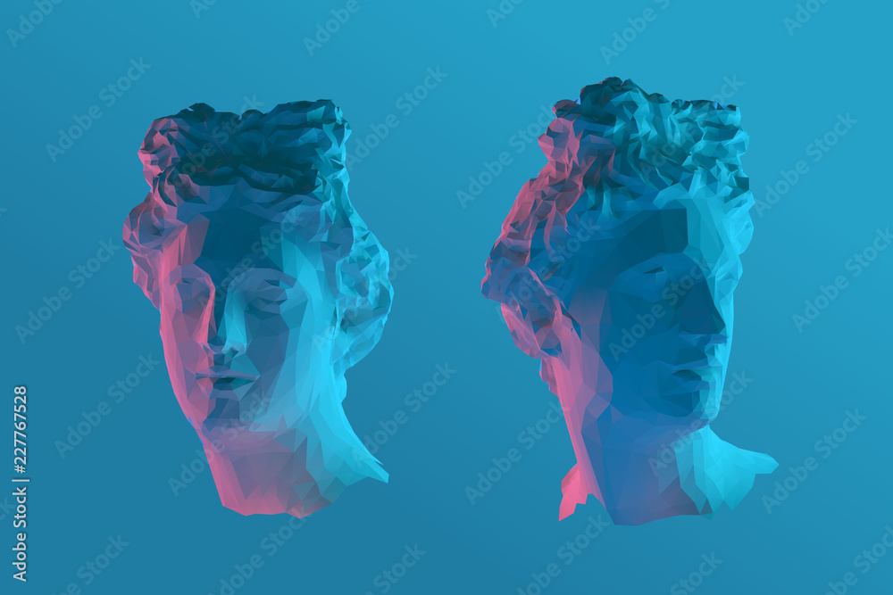 Cool Greek Apollo Head Vector 3D Rendering - obrazy, fototapety, plakaty 