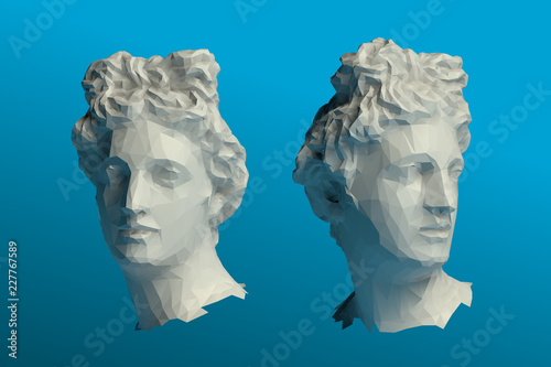 Greek Apollo Head Vector 3D Rendering
