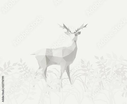 Poly White Deer Vector 3D Rendering