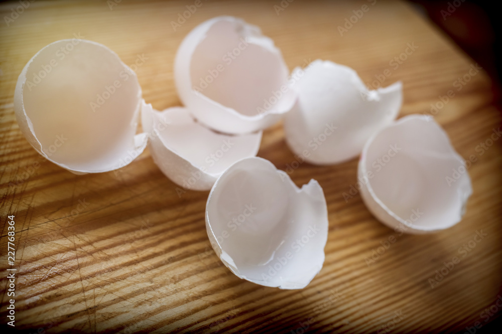 Rinds of funk's egg targets on a wooden table Rinds of funk's egg targets on a wooden table
