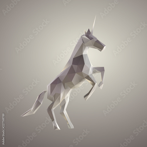 Poly White Unicorn Vector 3D Rendering