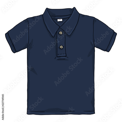 Vector Single Cartoon Illustration - Dark Blue Polo Shirt