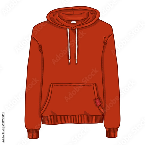 Vector Single Cartoon Illustration - Red Hoodie Sweatshirt