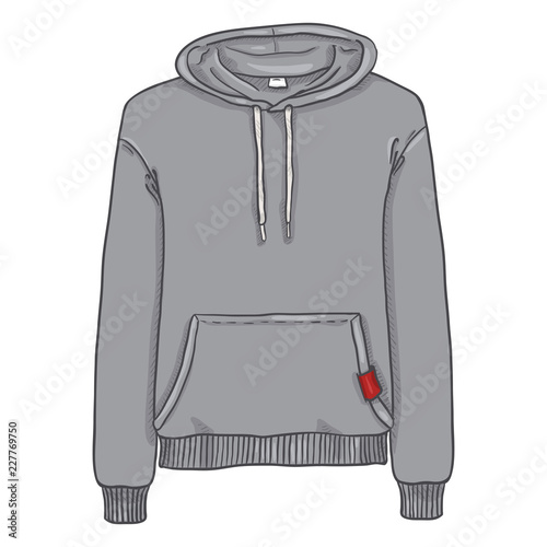 Vector Single Cartoon Illustration - Light Gray Hoodie Sweatshirt