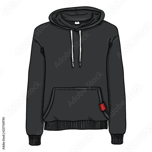 Vector Single Cartoon Illustration - Black Hoodie Sweatshirt