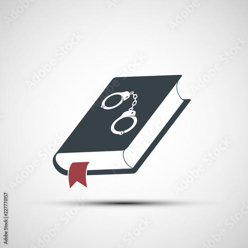 Icon legal law book. Logo handcuffed on the cover.