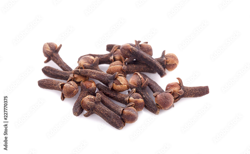 dry cloves on white background dry cloves on white background