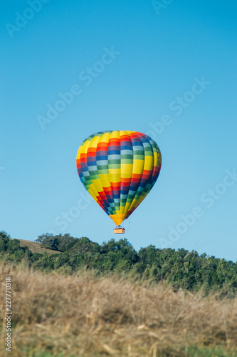 A Hot Air Balloon about to land in Napa Valley, California