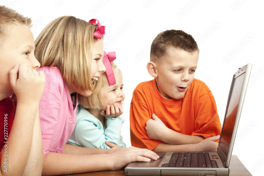 group of children on the computer group of children on the computer