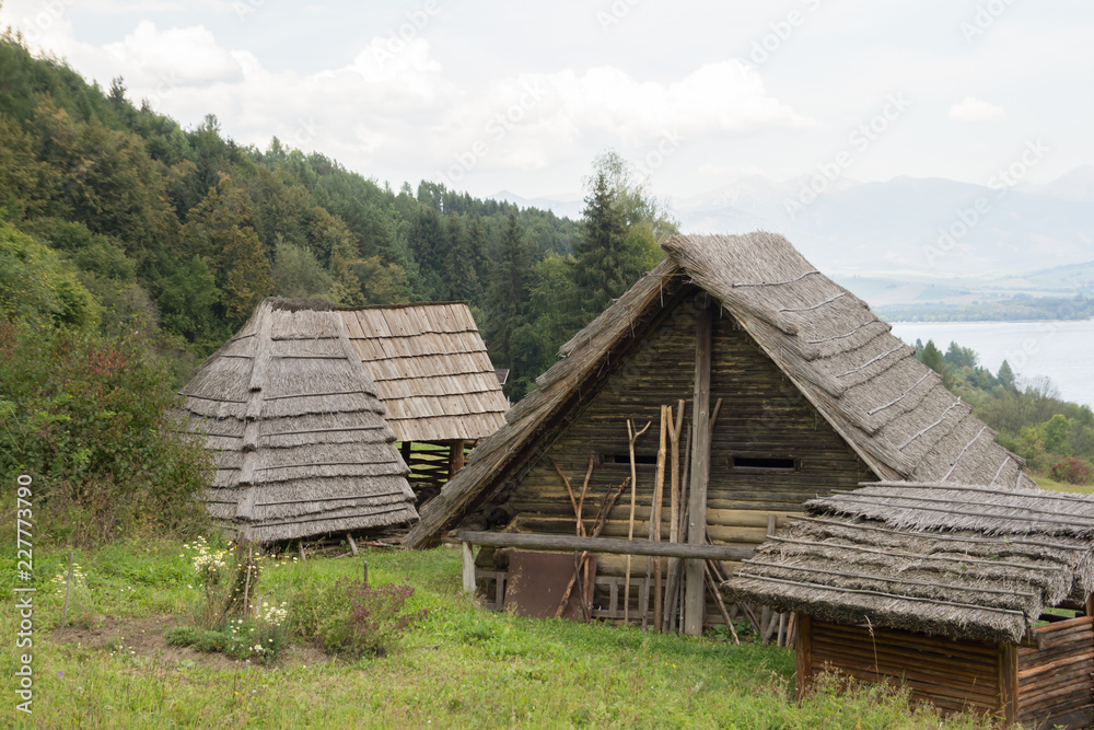 traditional wooden huts
