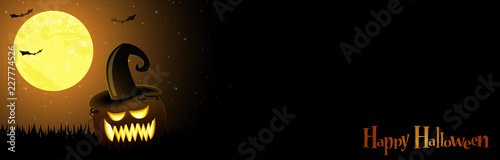 dark halloween pumpkin and full moon