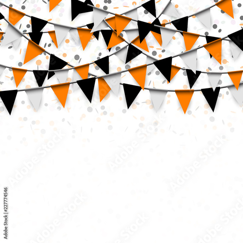 Halloween confetti and garlands background