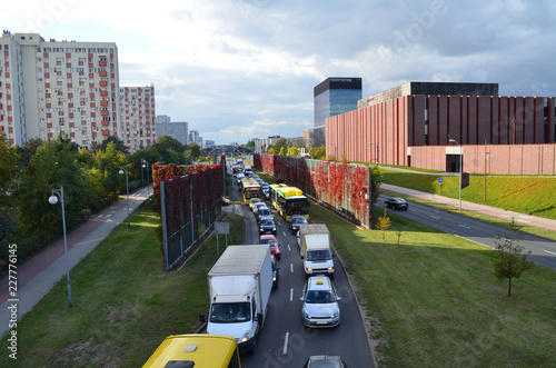Korki w centrum Katowic w godzinach szczytu/Traffic jams in Katowice by ruch hour, Silesia, Poland