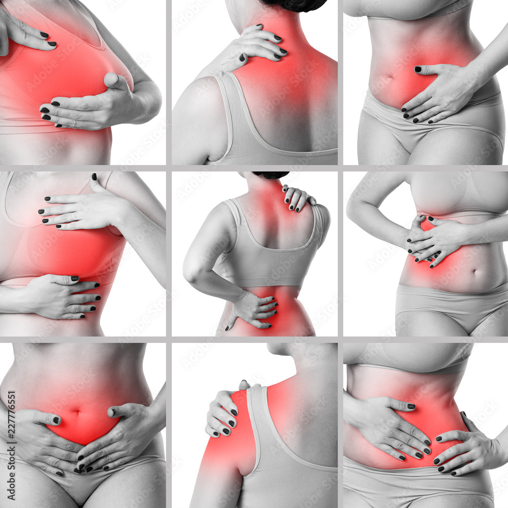 Pain In Body Pain in different woman's body parts, chronic diseases of the female ...