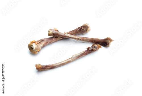 Fried chicken bones isolated on white background