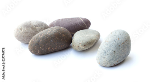 Pebbles stone, heap of stones isolated on white background, sea pebble
