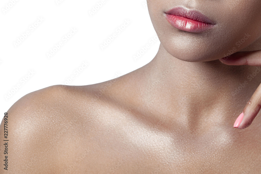 Lips of young beautiful girl with clean perfect skin close-up Lips of young beautiful girl with clean perfect skin close-up
