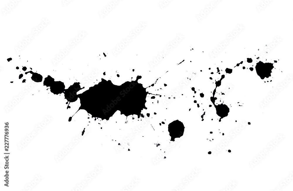 Abstract Black And White Watercolor Paint Splash Isolated On White