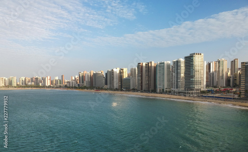 Aerial view of Fortaleza beach skyline, Brazil