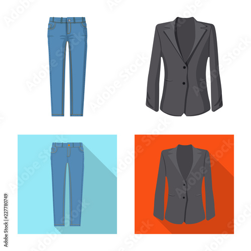 Isolated object of woman and clothing sign. Collection of woman and wear vector icon for stock.